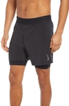 Nike Dry-fit 2-in-1 Pocket Yoga Shorts In Black/ Gray