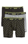 Nike Dri-fit Everyday Assorted 3-pack Performance Boxer Briefs In Grey Blue