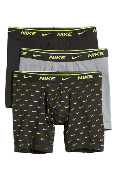 Nike Dri-fit Everyday Assorted 3-pack Performance Boxer Briefs In Grey Blue