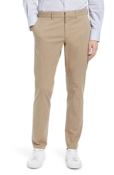 Nordstrom Slim Fit Coolmax® Flat Front Performance Chinos In Tan Desert Heather