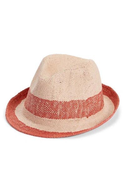 Nordstrom Straw Trilby In Coral Combo