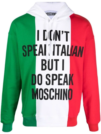 Moschino Multicolor Italian Slogan Hoodie In Multicolour