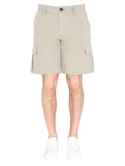 Ps By Paul Smith Cotton-blend Knee-length Cargo Shorts In Beige