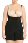 Spanxr Oncore Open-bust Mid-thigh Bodysuit In Very Black