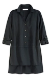 Adyson Parker Women's Plus Size High Low Button Front Shirt In Black