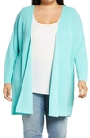 Eileen Fisher Organic Linen-cotton Short Boxy Cardigan In Aqua