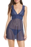 Oh La La Cheri Nora Babydoll Chemise In Estate Blue