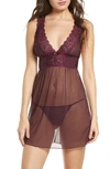 Oh La La Cheri Nora Babydoll Chemise In Potent Purple