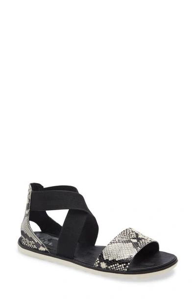 Sorel Ella Ii Sandal In Black Snake Print