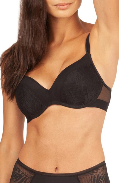 Lively The Smooth Lace No-wire Push-up Bra In Jet Black
