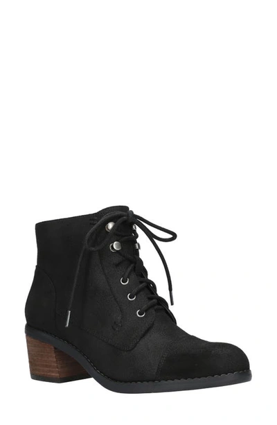 Bella Vita Sarina Womens Suede Ankle Combat & Lace-up Boots In Black Faux Leather