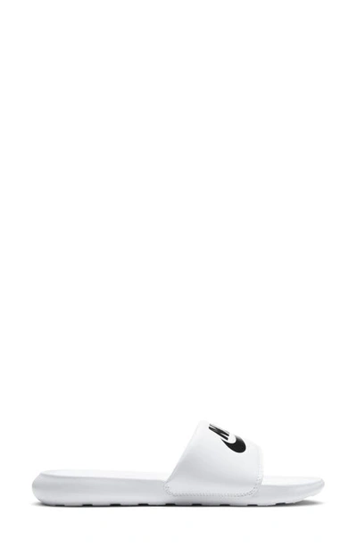 Nike White Slide Victori One Sandals In White/black
