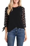 Cece Womens Printed Polyester Blouse In Rich Black
