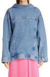 BALENCIAGA OVERSIZE ORGANIC COTTON DENIM PULLOVER,646893TDW15