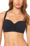 Bleu Rod Beattie Plus Size Shirred Underwire Bikini Top Women's Swimsuit In Black
