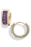 Kendra Scott Jack Huggie Earrings In Gold Purple Crystal