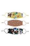 Baggu Assorted 3-pack Organic Cotton Adult Face Masks In Archive Florals
