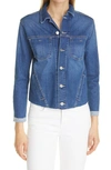 L Agence Janelle Slim-fit Raw-hem Denim Jacket In Authentique