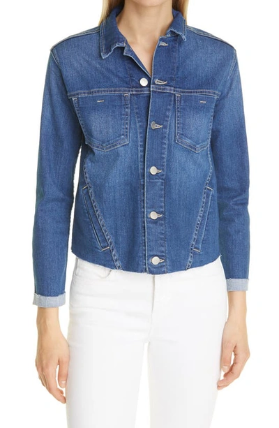 L Agence Janelle Slim-fit Raw-hem Denim Jacket In Authentique