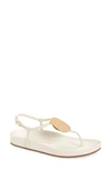 Tory Burch Women's Patos Gold Tone Medallion Leather Thong Sandals In White