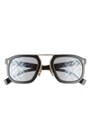 Fendi 53mm Print Rectangle Sunglasses In Black/ Silver Grey Decor