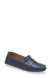 Johnston & Murphy Maggie Driving Loafer In Teal Pearl Leather