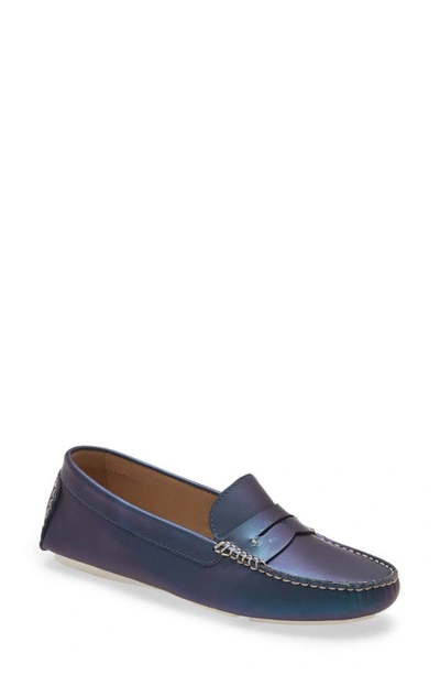 Johnston & Murphy Maggie Driving Loafer In Teal Pearl Leather