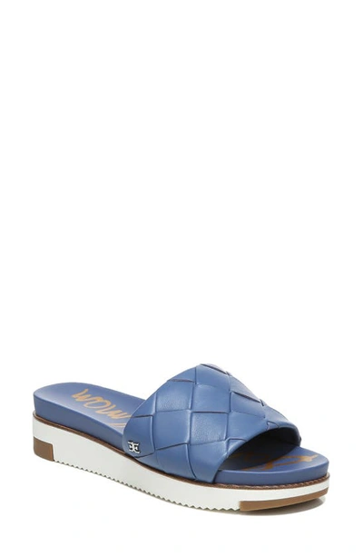 Sam Edelman Adaley Platform Slide Sandal In Marlin Blue Leather