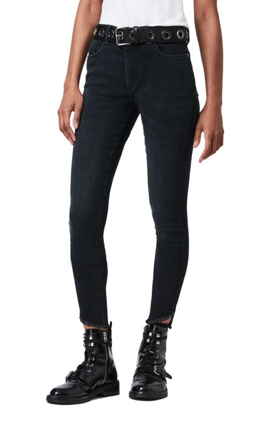 Allsaints Womens Black Miller Size Me Skinny Mid-rise Stretch-denim Jeans S In Jet Black