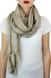 Nicoletta Rosi Reversible Yarn Dyed Fringe Scarf In Beige