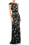 MAC DUGGAL FLORAL BEADED TULLE COLUMN GOWN,5229