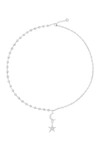 Sphera Milano White Gold Vermeil Pave Cz Star & Moon Pendant Necklace In Gold