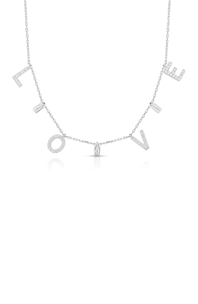 Sphera Milano Silver Cz Love Charm Necklace In Metallic