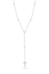 Sphera Milano Sterling Silver Cross & Cz 'y' Necklace In Silver