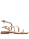 Ash Petra Metallic Stud Flat Sandals In Copper