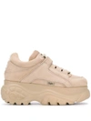 Buffalo 1339 Sneaker In Butter-colored Leather With Python Effect Print In Beige