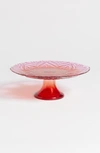 Anthropologie Home Anthropologie Soda Lime Glass Cake Stand In Red Purple