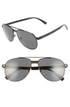 Versace Phantos 58mm Aviator Sunglasses In Black/ Gold/ Black Solid