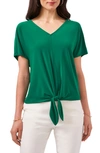 Chaus V-neck Tie Front Top In Emerald