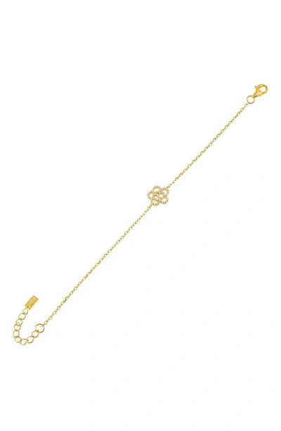 Adinas Jewels Cubic Zirconia Rose Pendant Bracelet In Gold