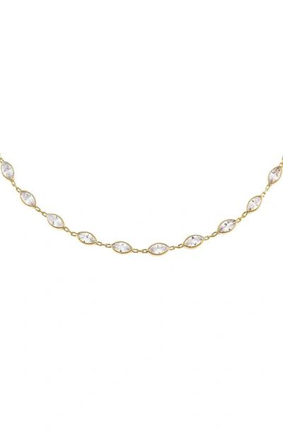 Adinas Jewels Cubic Zirconia Marquise Choker Necklace In Gold