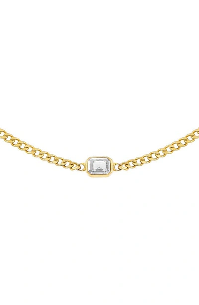 Adinas Jewels Cubic Zirconia Baguette Cuban Choker Necklace In Gold