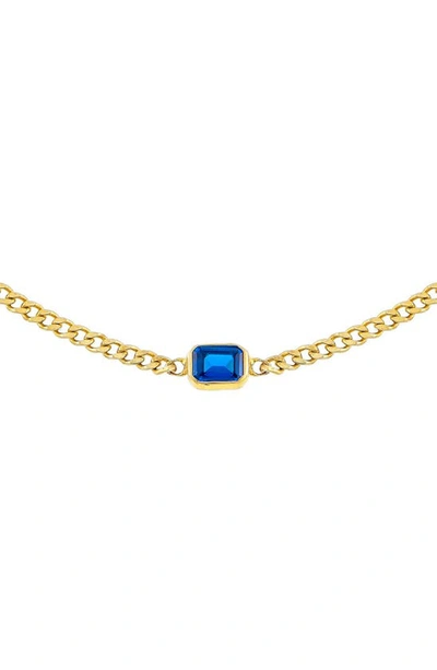 Adinas Jewels Cubic Zirconia Baguette Cuban Choker Necklace In Blue