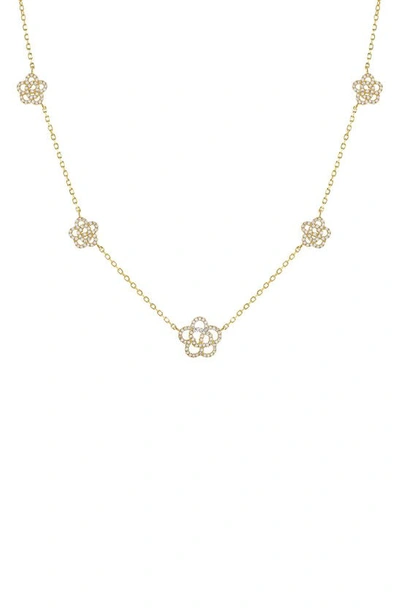 Adinas Jewels Cubic Zirconia Rose Station Necklace In Gold