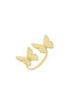 ADINAS JEWELS DOUBLE BUTTERFLY OPEN RING,R28012GLD-410