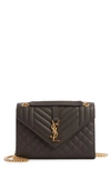 Saint Laurent Medium Cassandra Calfskin Shoulder Bag In Dk Sm/ Dk Sm/ Dk