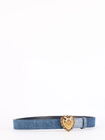 Dolce & Gabbana Devotion Denim Belt In Blue