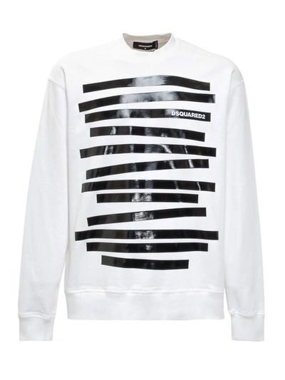 Dsquared2 Sweatshirt With Stripes And Logo In White,black