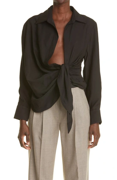 Jacquemus La Chemise Bahia Long-sleeve Shirt In Black