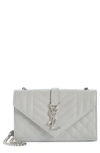 Saint Laurent Small Envelope Calfskin Leather Shoulder Bag In Granite/ Granite